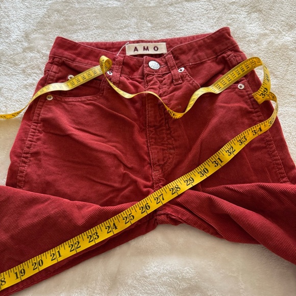 AMO x Free People Washed Red Chloe Corduroy Straight Crop Pants 25 - Picture 9 of 9